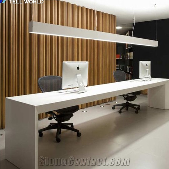 Artificial Stone White High Gloss Modern Reception Desk Artificial Stone White High Gloss Modern Reception Desk