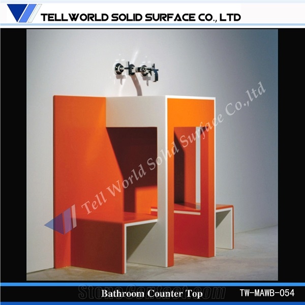 Cheap Square Acrylic Solid Surface Bathroom Furniture Antique Artificial Stone Bathroom Basin