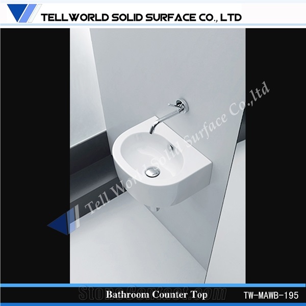 Commercial Artificial Stone Bathroom Vanity Tops Acrylic Solid Surface Wash Basin Counter Top