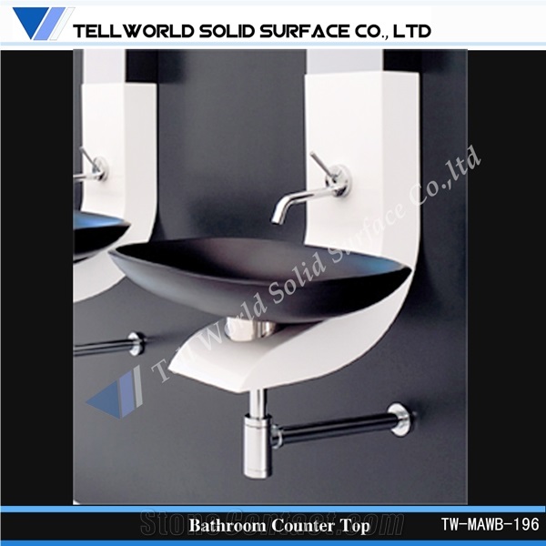 Commercial Artificial Stone Bathroom Vanity Tops Acrylic Solid Surface Wash Basin Counter Top