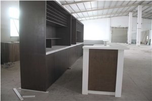 Contemporary Design Acrylic Solid Surface Counter Top with Brown Cabinet