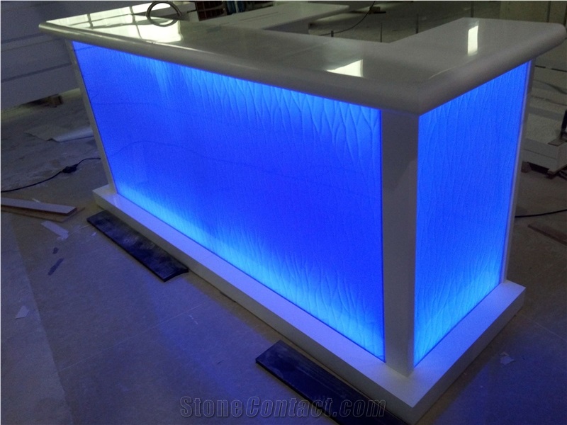 Corian Smooth & Glossy on Surface Lighting up Mini Bar Counter for Pub
