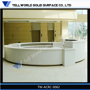 Corian Solid Surface Circle High Gloss Led Reception Desk Reception Counter