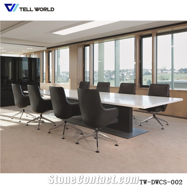 Custom Design Office Furniture Long Rectangle White Glossy Meeting Counter Table