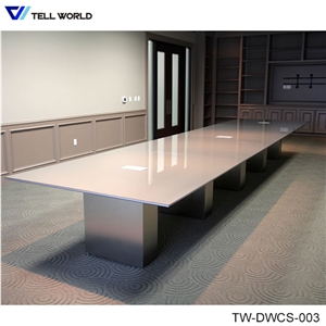 Custom Design Office Furniture Long Rectangle White Glossy Meeting Counter Table