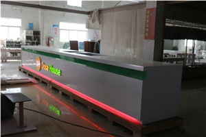 Customized Design Artificial Stonce Counter Top Lighting up Logo Bar Furniture