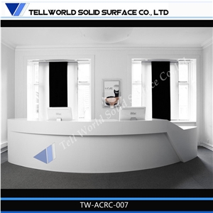 Easy Maintenance Corian/Artificial Marble Types White Color Medium Size Front Counter Desk