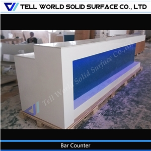 Engineered Stone Glossy Surface L Shaped Commercial Bar Counters