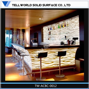European Style Acrylic Solid Surface Rectangle Custom Size Wine Club Bar Top