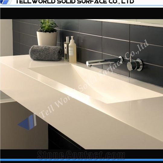 European Style Bathroom Vanity Commercial Bathroom Acrylic Solid Surface Sink Countertop