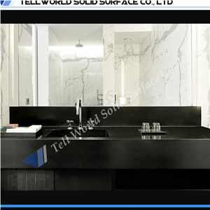 European Style Bathroom Vanity Commercial Bathroom Acrylic Solid Surface Sink Countertop