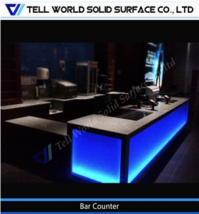 Illuminated Pure Acrylic/Modified Acrylic Solid Surface Straight Night Bar Counter