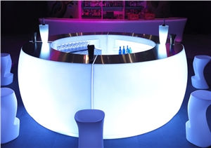 Led Round Bar Counters Design Romantic Drinking Artificial Stone Bar Counter