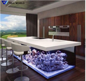 Long-Term Using Guarantee Acrylic Solid Surface Illuminated Aquarium Home Bar Counter