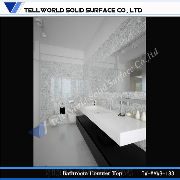 Luxury Custom Acrylic Solid Surface Bathroom Vanities Hotel Artificial Stone Bathroom Amenities