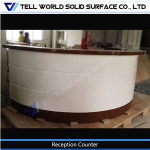 Manmade Stone Semi-Round White Reception Counter