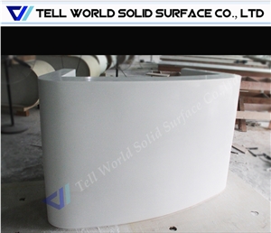 Mini Fancy White Acrylic Solid Surface Reception Counter