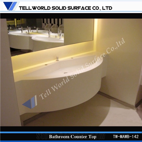 Modern Design Acrylic Solid Surface Integral Bathroom Sink