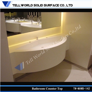 Modern Design Acrylic Solid Surface Integral Bathroom Sink Artificial Stone Wash Basin