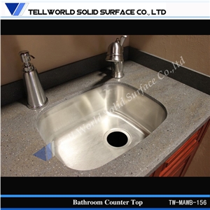 Modern Design Acrylic Solid Surface Integral Bathroom Sink Artificial Stone Wash Basin