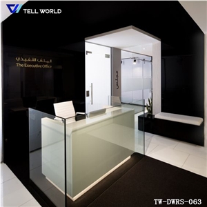 Modern White Acrylic Solid Surface Beauty Salon Furniture Reception Desk
