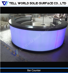Modified Acrylic Big Round Style Pub Counter Top with Rgb Led Lighting