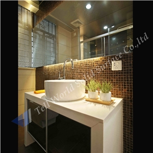 Round Design Artificial Stone Basin Bathroom Sink for Hotel