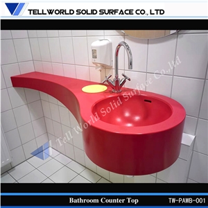 Round Design Artificial Stone Basin Bathroom Sink for Hotel
