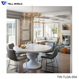 Tellworld 2017 Modern Corian Top Stainless Steel Base Round Dining Table for Restaurant or Home