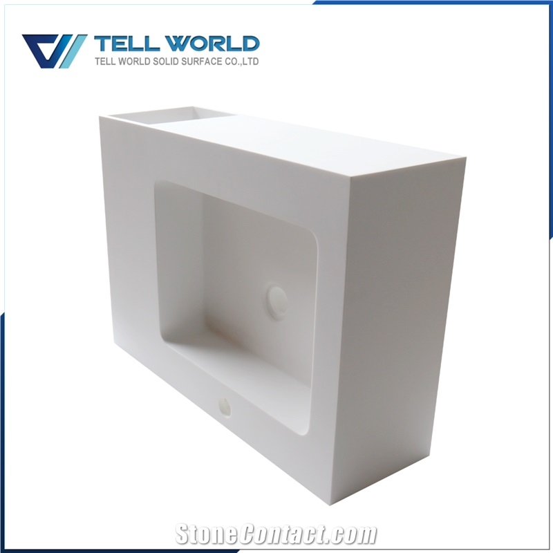 Top Quality Artificial Stone White Wash Basin Acrylic Solid Surface Bathroom Sinks for Hotel