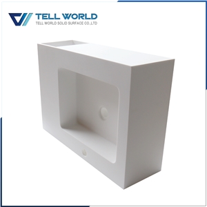 Top Quality Artificial Stone White Wash Basin Acrylic Solid Surface Bathroom Sinks for Hotel
