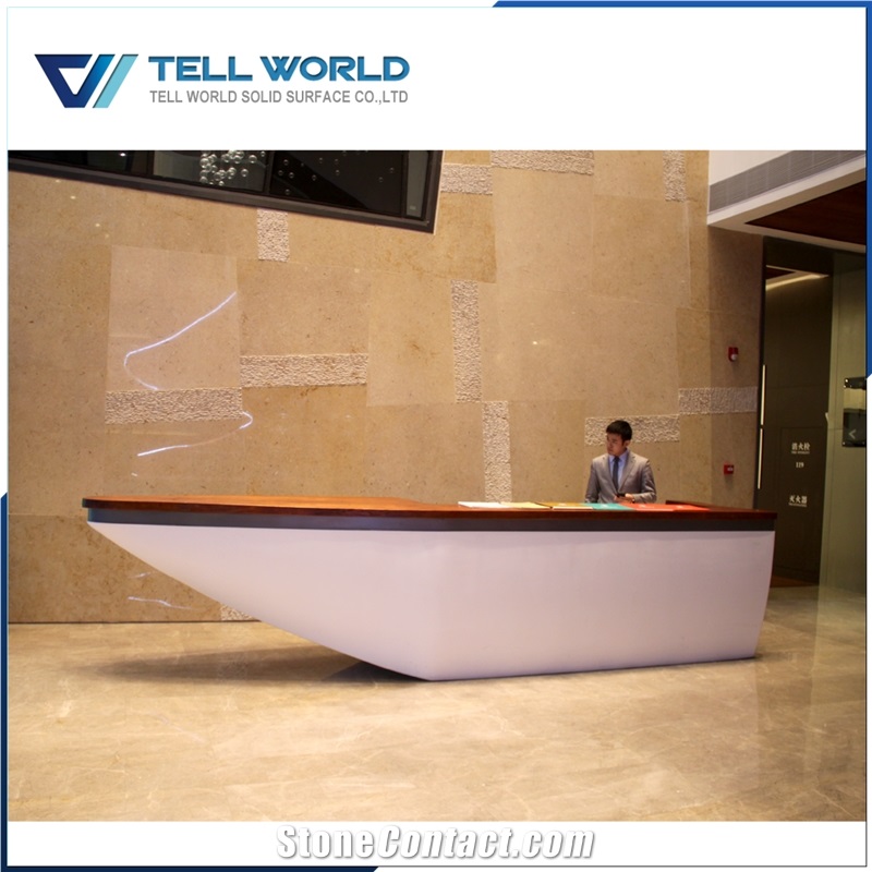 Wholesale Solid Surface Material Wood Color Boat Shape