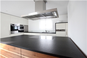 Leathered Black Granite Kitchen Countertop