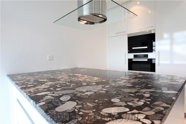 Nero Marinace Black Mosaic Granite Kitchen Countertop From