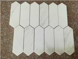 Chipped Mosaic Volakas Hexagon Mosaic Polished White Marble Floor Mosaic Tile with New Pattern