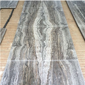 Afyon Silver Gray Travertine Paving Stone for Outdoor Wall Covering