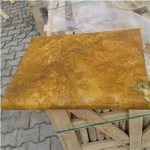 China Wholesale Iran Yellow Color Travertine Tumbled Yellow Travertine