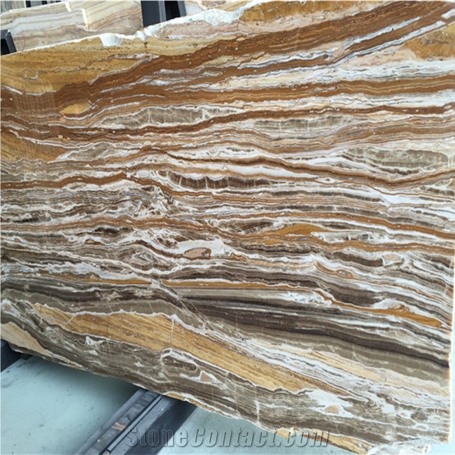 Iran Polished Antique Brown Travertine Antique Yellow Antico Onyx Travertine Slabs for Flooring and Wall Tile