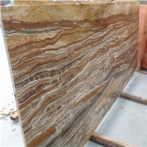 Iran Polished Antique Brown Travertine Antique Yellow Antico Onyx Travertine Slabs for Flooring and Wall Tile