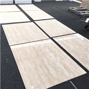 Polished 30x60cm Italian Classic Beige Travertine Floor Tile