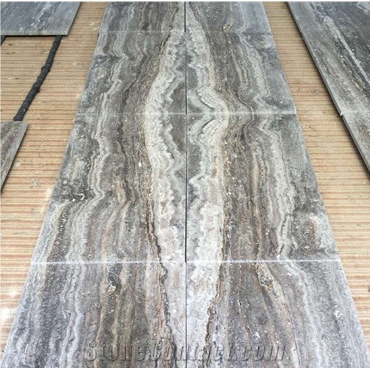 Silver Light Gray Travertine Slab for Floor Tiles and Wall Tiles