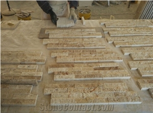 Beige Travertine Culture Stone, Wall Cladding, Exposed Wall Stone, Ledge Stone and Stacked Stone Veneer