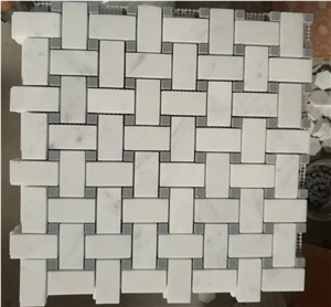 Bianco Carrara Basketweave Mosaic Tile, Wall and Flooring Mosaic Tile, Regular Mosaic Tile.