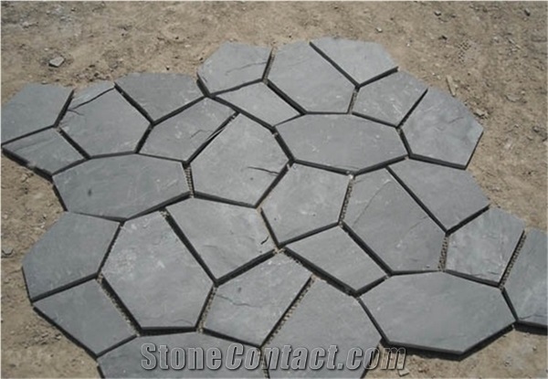 Black Slate Flagstone/Black Slate Crazy Stone Pavers/Slate Floor Tiles/Slate Wall Tiles/Slate Tiles/Slate Covering/Slate Floor Covering