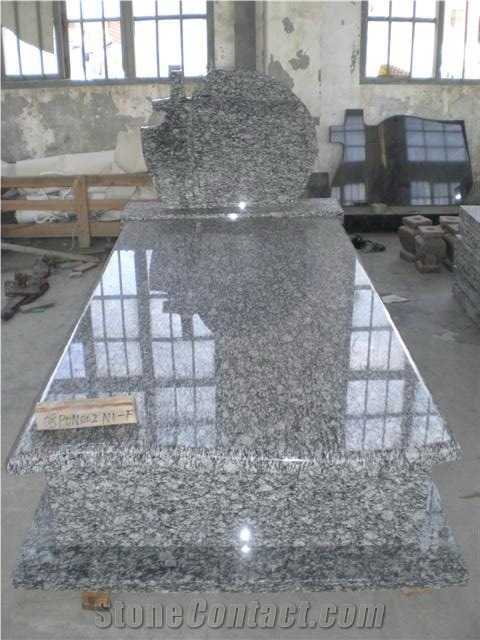 Chinese Spray White Granite Monument/Granite Monument/Granite Tombstone/Tombstone/Monument
