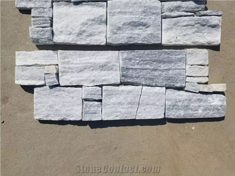 Cloudy Grey Marble Wall Cladding Stone Veneer ,Alask Gray Split Face Culture Stone ,Nordic Brick Stacked Stone ,White and Gray Mabrle Split Face