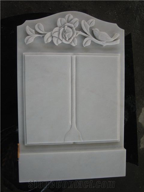 Hunan White Marble Tombstone, Gravestone, Headstone, White Marble Cross Statue Monuments, European Style