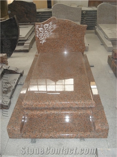 Maple Red Granite Western European and Poland Style Double Tombstones, Monument,Red Granite Monuments, European Style,Poland Gravestone