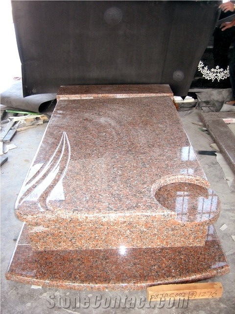 Maple Red Granite Western European and Poland Style Double Tombstones, Monument,Red Granite Monuments, European Style,Poland Gravestone