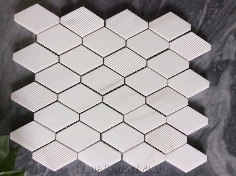 Marble Mosaic Tile. Octagon Mosic Tile. White Mosaic Tile, Customize Mosaic Tile